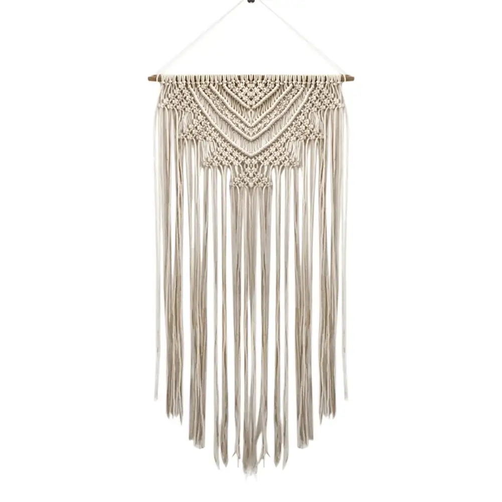 

Woven Cotton Rope Boho Macrame Wall Chic Bohemian Macrame Wall Tapestry Romantic Long Tassels Pendant Art Wall Decor For Apartme