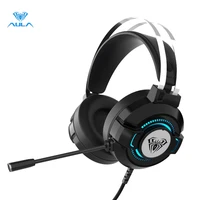 aula s602 wired gaming headset bass stereo earphones rgb light game headphones noise cancelling with mic for desktop computer pc