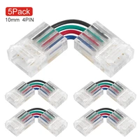 5pcs 4pin 10mm led connector l shape 10mm 4pin rgb 5050 2835 led strips corner angle wire connectors install adapter