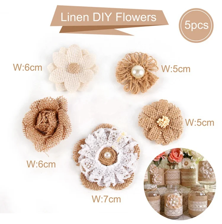 diy flowers style 2 QIFU 2/5M из натурального джута ленты в декорированном мешковиной горшке джутовое кружево декорированном мешковиной горшке ленты из натурального джута Свадебные украшения рустикальная Свадьба Центральные рустикальная свадьба - Цвет: diy flowers style 2
