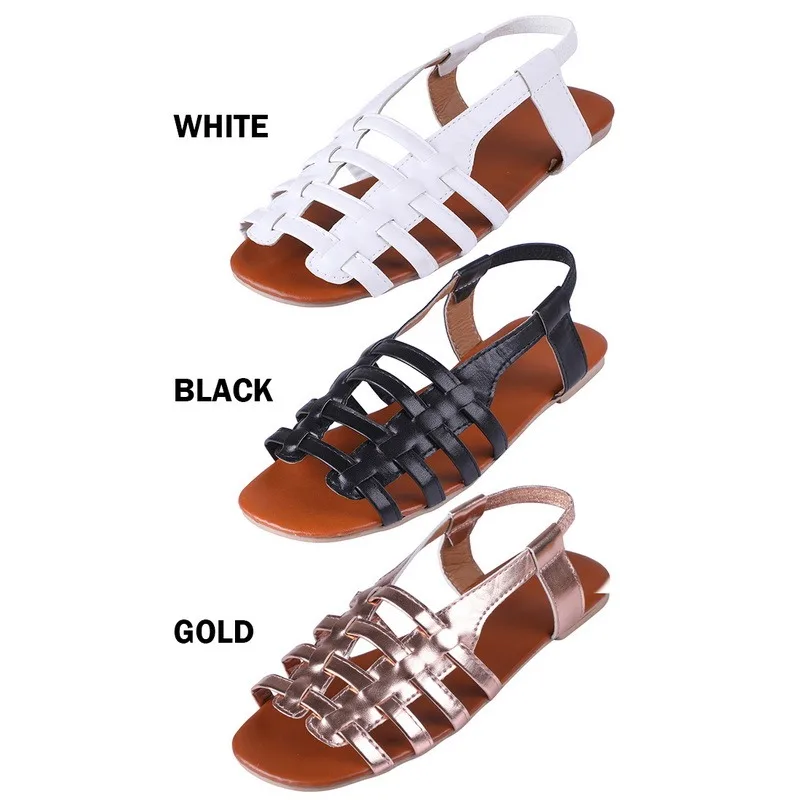 

2021 Flat Sandals Ladies Summer Outdoor Fashion Leather Flat Shoes Round Toe Elegent Slipper Adjustable Casual sandals