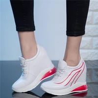new trainers women lace up genuine leather wedges high heel platform pumps shoes female round toe fashion sneakers casual shoes