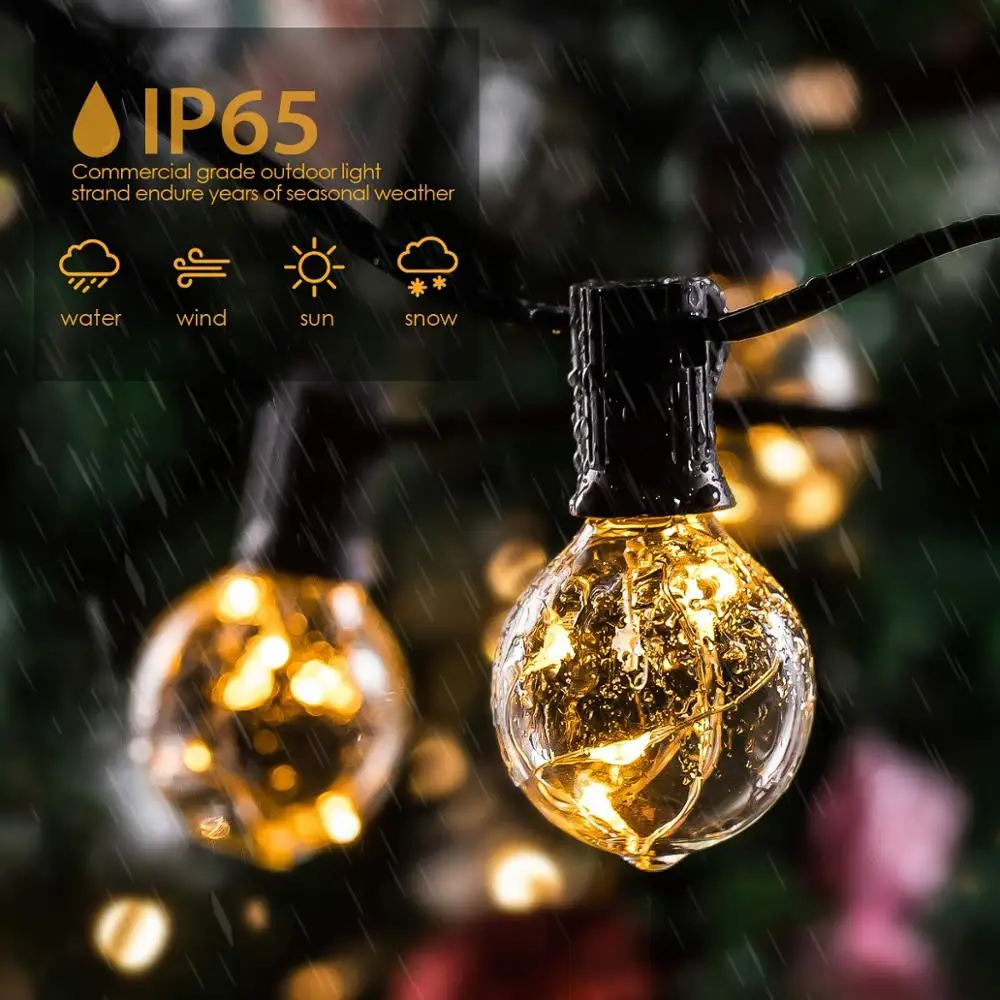 

Globe String Lights G40 30 LED Bulbs Outdoor Patio Copper String Lights IP65 Waterproof For Christmas Lights Garden Party