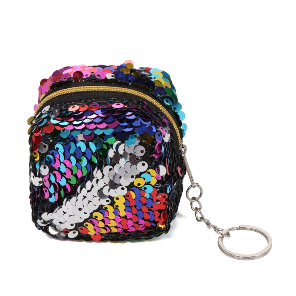 multicolor Детская Женская мини-сумка для монет, милый блестящий кошелек с блестками, маленький кошелек, Блестящая Сумочка, чехол для ключей, держатель для карт, наушников, детский подарок - Цвет: multicolor