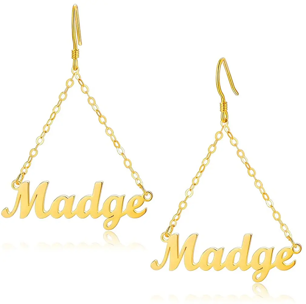 

GOLDCHIC Personalized Custom Name Drop Dangle Earrings for Women Girls - Stainless Steel Nameplate Memory Jewelry Gifts