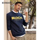 Мужская толстовка с капюшоном KUEGOU, черная толстовка с капюшоном, с принтом в виде букв, осень 2022