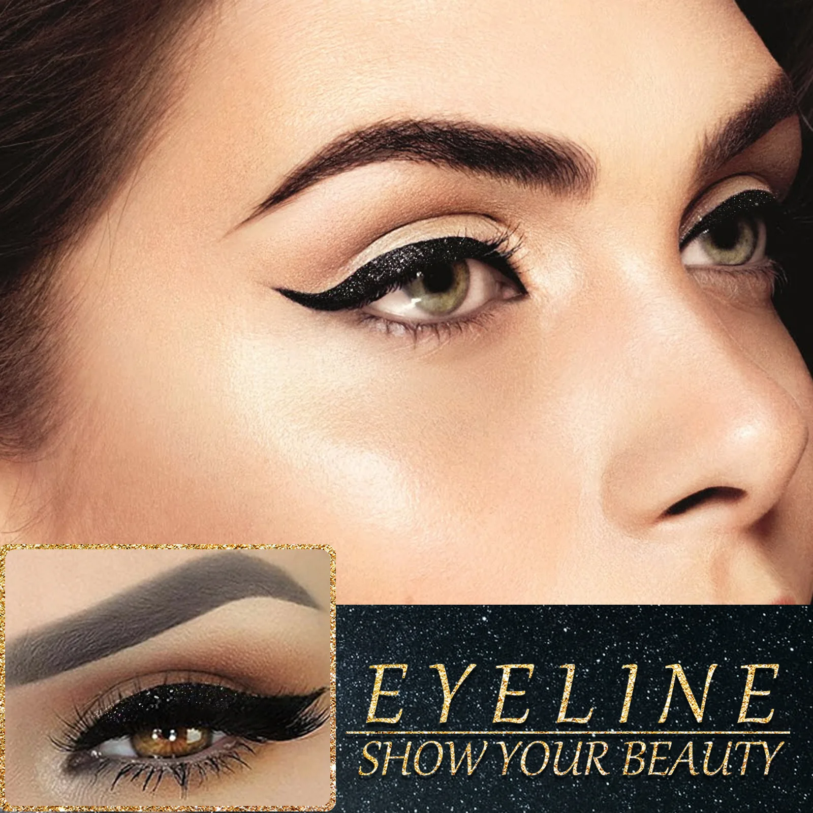Free Shipping Eelhoe 7 Color Glitter Eyeliner False Eyelash Stickers Stage Reusable Double Eyelid Sticker Cat Eye Makeup Sticker images - 6
