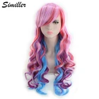 Similler аниме косплей синтетические парики длинные вьющиеся волосы многоцветный Смешанные цвета розовый фиолетовый парик Голубой с эффектом омбре для женщин