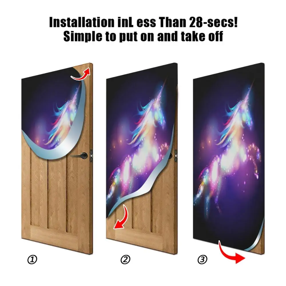 Наклейки на двери для детской многоразовые с изображением милого единорога | Дом