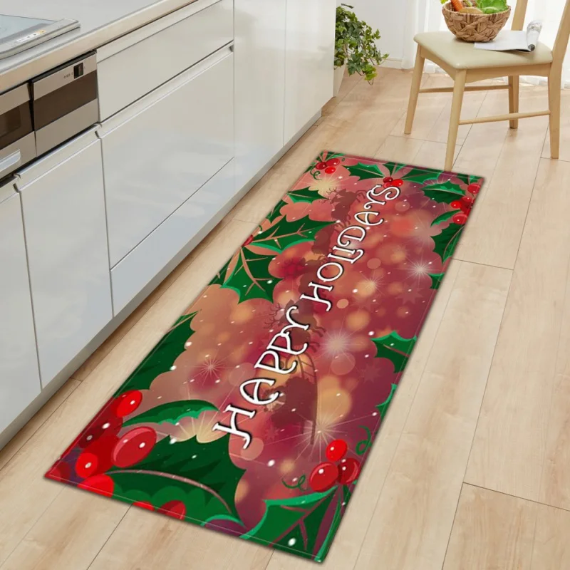 Рождественский узор напольный коврик нескользящий декоративный ковер для кухни