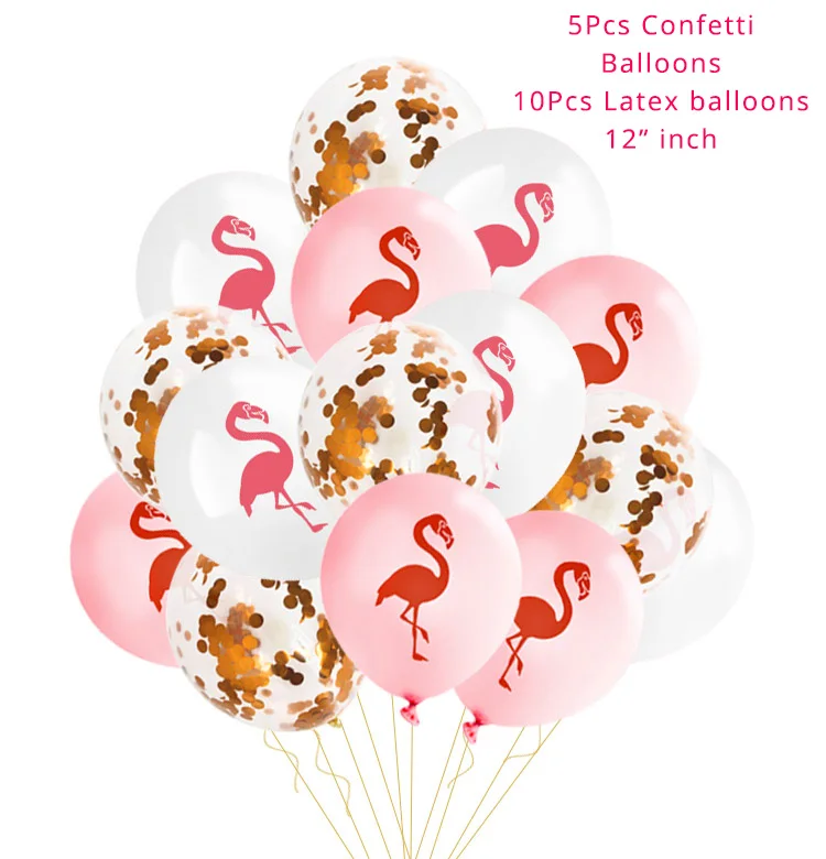 15pcs balloon 1 комплект светодиодный светильник «Фламинго», вечерние одноразовые столовые приборы «Фламинго», для дня рождения, свадьбы, украшения, Гавайские вечерние принадлежности - Цвет: 15pcs balloon