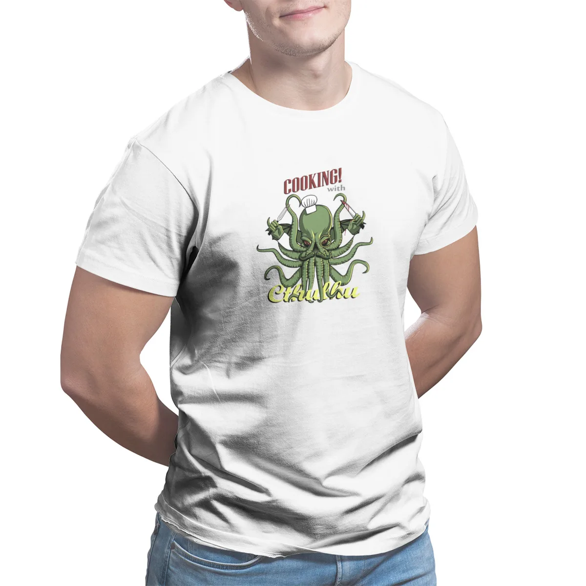 

Cooking with Cthulhu T-Shirt Print Custom Fashion Oversized Tops T-shirt 24369