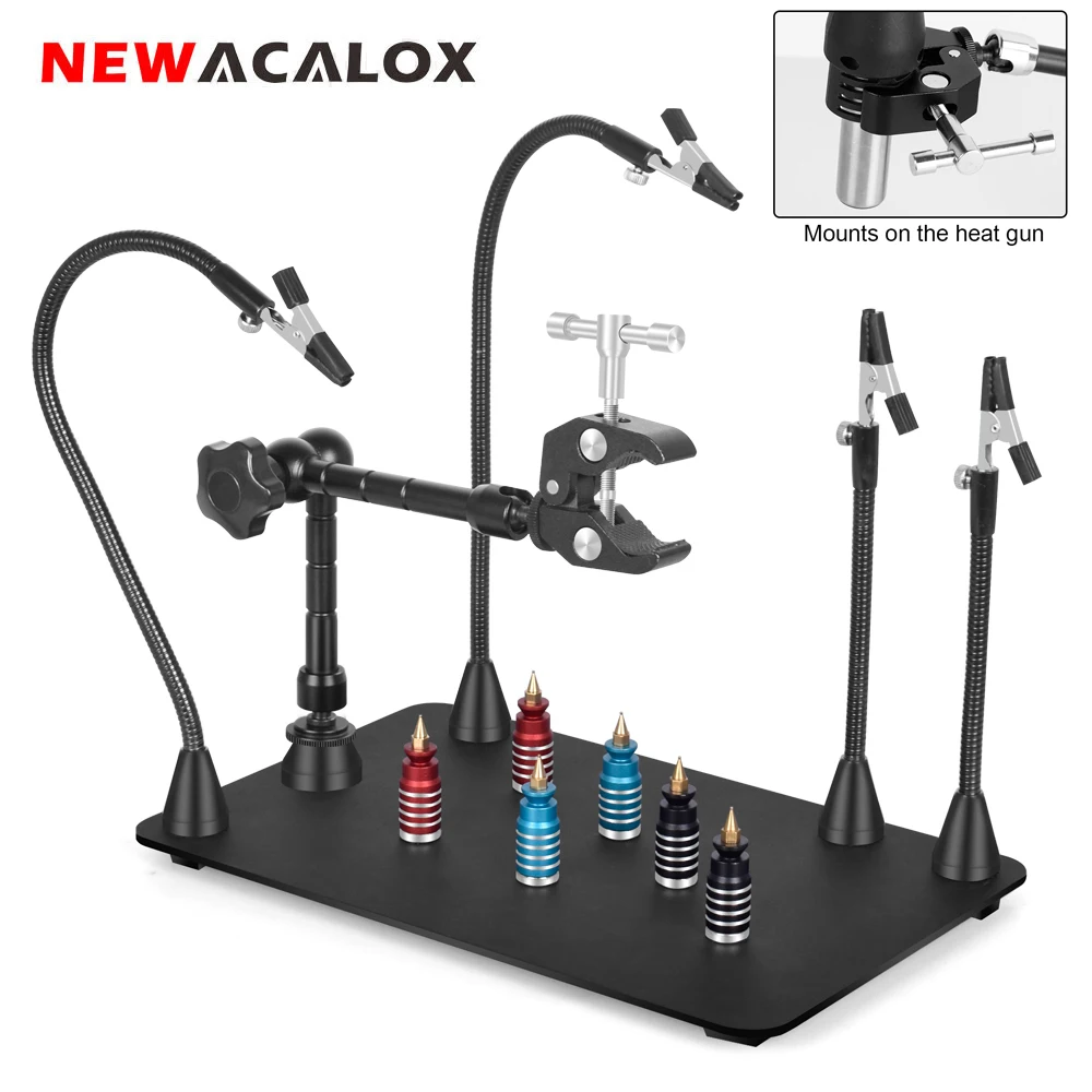 

NEWACALOX Magnetic PCB Holder Third Hand Tool Flexible Arm Welding Repair Tool Soldering Stand Heat Gun Bracket Helping Hands
