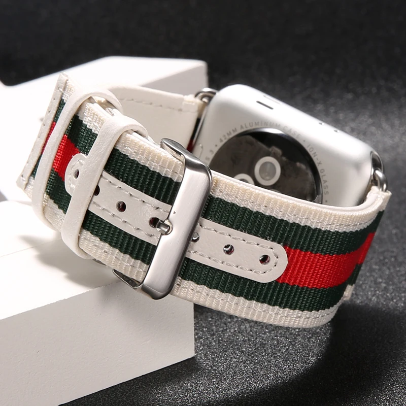 

2021 New Multicolor Nylon Strap For Apple Watch 6 SE, 38mm 40mm 42mm 44mm, For iwatch Series 6 5 4 3, Replacement Strap