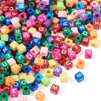 1000pcsbag acrylic enamel alphabet beads cube white letter az bead for diy handmade jewelry making bracelet accessories