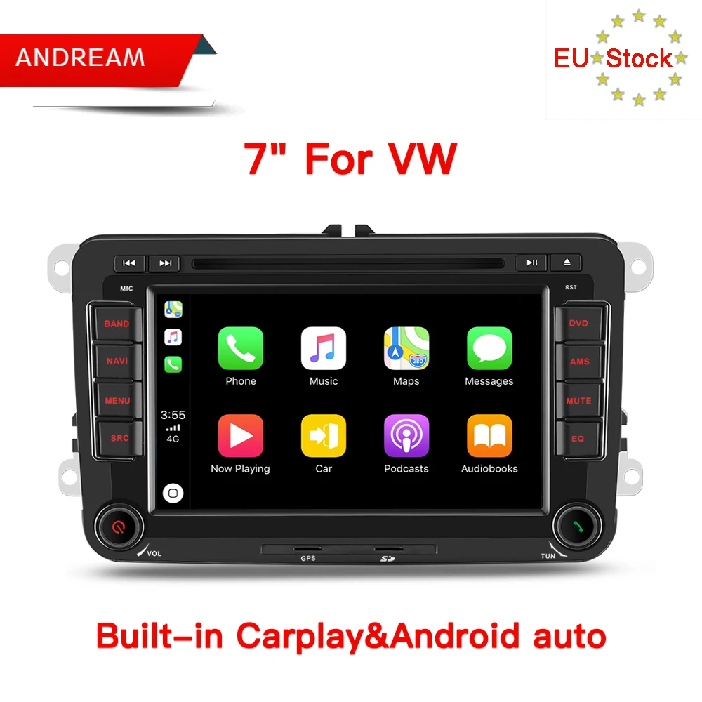 Andream 1024*600 автомобильный dvd-плеер радио для Volkswagen POLO PASSAT TOURAN Golf 5 6 Skoda Seat Leon B6 Android