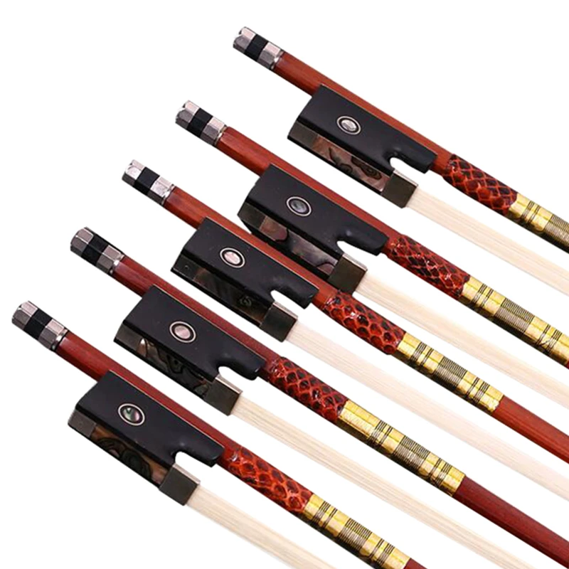 

Straight Brazilwood Octagonal Violin Bow Ebony Jujube Frog Horsehair Beef Tendons Twined Fiddle Violino Bows Parts Colored Shell