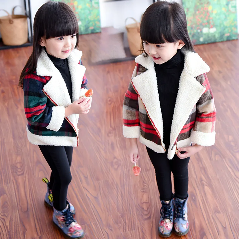 Ins/Лидер продаж шерстяное пальто для маленьких девочек клетчатое детей от 2 до 11