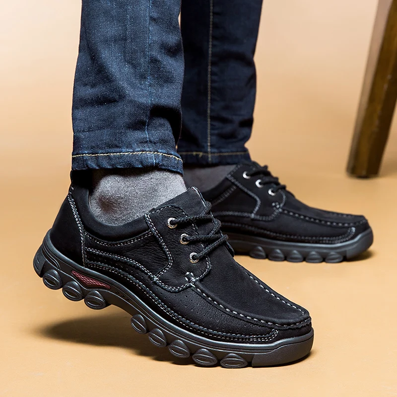 

Genuine Leather Men's Shoes 2017 Autumn Winter Casual Work Shoes Outdoor Shoes Lace-up Oxfords Wedding Business Formal Shoes