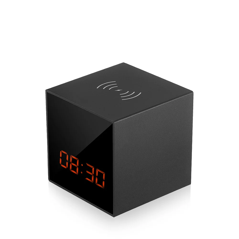 wifi ip camera mobile wireless charger table clock video security mini ip camera full hd 1080p invisible lens camcorder free global shipping