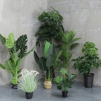 tropical palm tree large artificial plants fake monstera silk palm leafs big coconut tree without pot for home garden decor diy