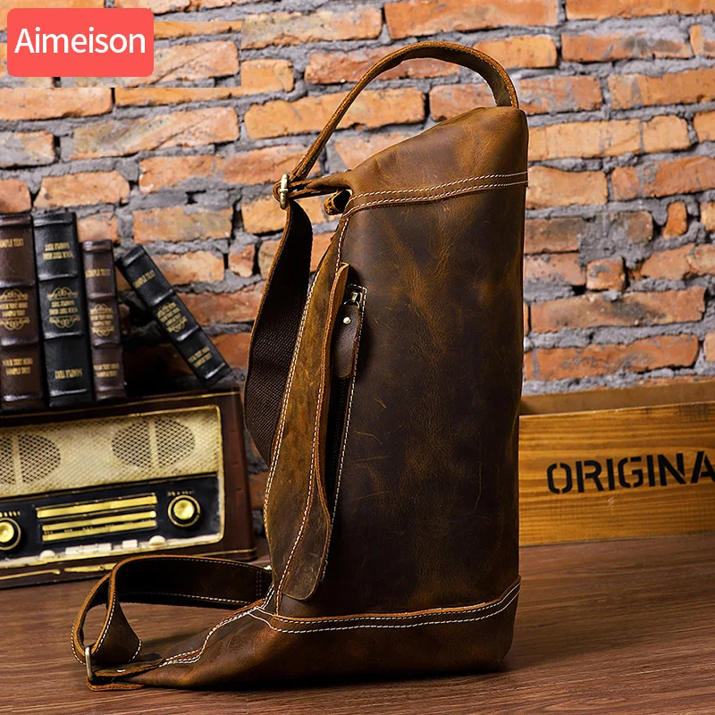 Мужская сумка мессенджер из натуральной кожи в стиле ретро|Сумки-тоут| |