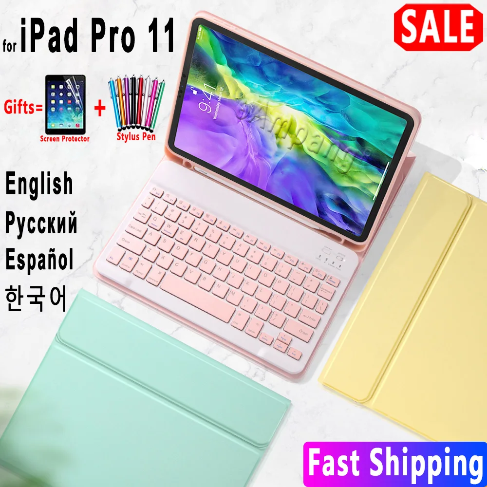 Чехол с клавиатурой для iPad Pro 11 2020 чехол Apple 1nd 2 го поколения английский русский