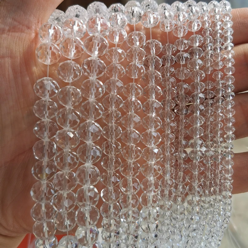 

4mm 6mm 8mm 10mm Faceted Glass Crystal Rondelle Oval Bead Clear Round Beads for DIY Necklace Bracelet Crafts Jewelry Making