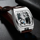 Часы мужские, механические, водонепроницаемые, с кожаным ремешком