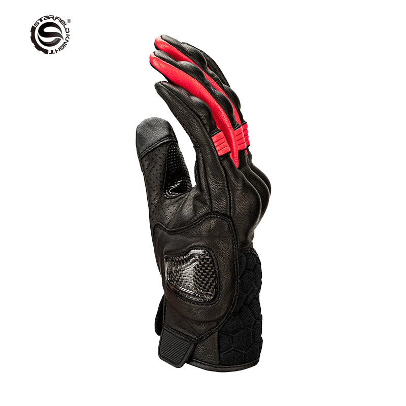 

Motorcycle gloves leather breathable anti-fall design Cycling gloves MTB motocross racing gloves for men carbon fiber black