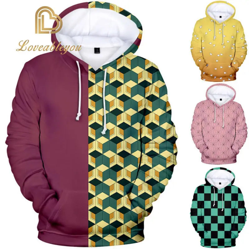 Мужская осенне зимняя верхняя одежда с принтом аниме демон убийца Kimetsu No Yaiba Tanjiro