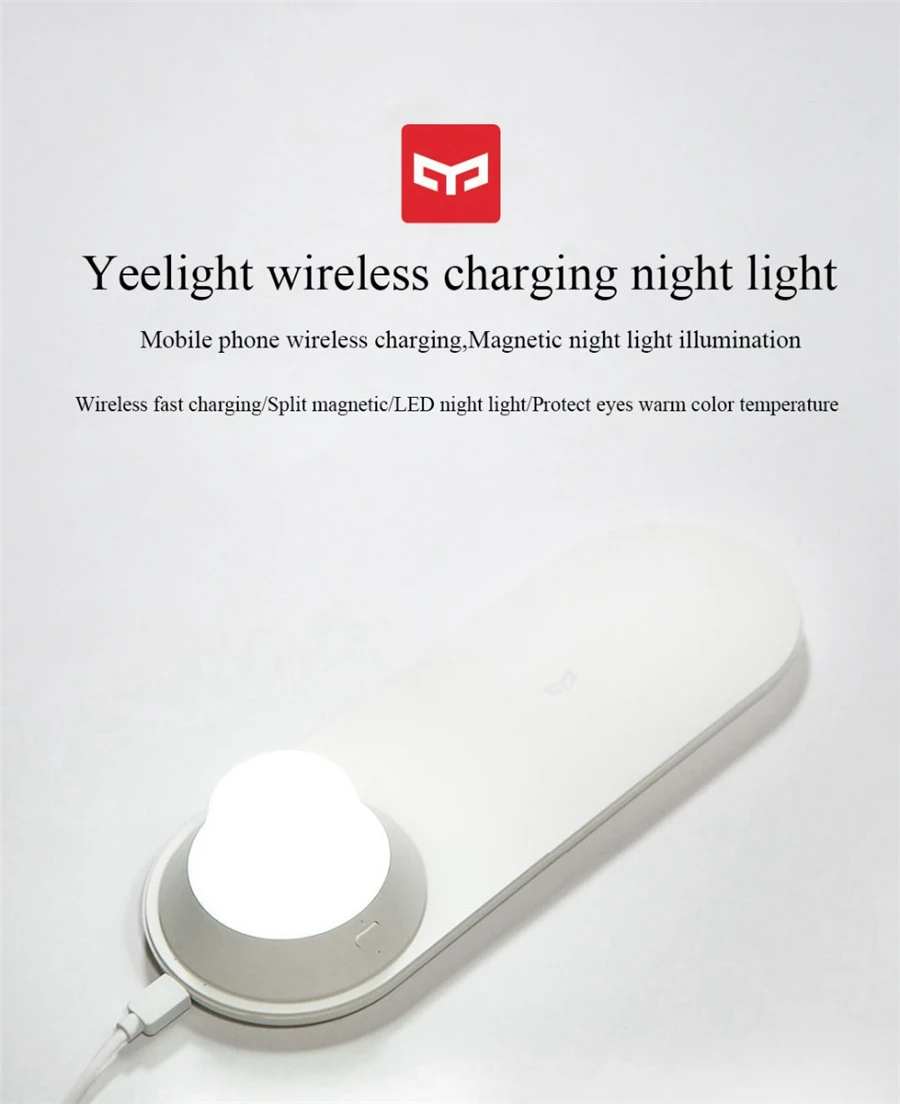 Xiaomi Yeelight Беспроводной Зарядное устройство с светодиодный ночник магнитное притяжение Быстрая зарядка для iPhone Samsung huawei для телефонов Xiaomi