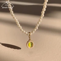 original retro elegant gentle pearl green opal necklace clavicle chain female chain jewelry jewelry for women