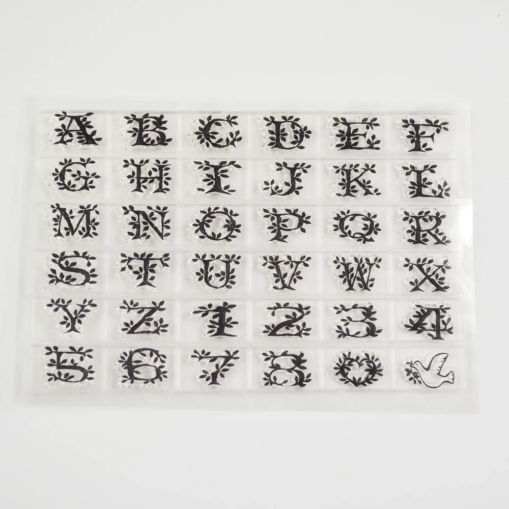 Прозрачный штамп с 26 буквами и листьями для скрапбукинга сделай сам/изготовления