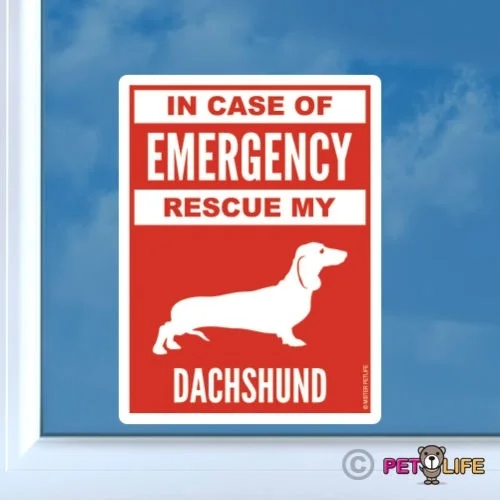 For In Case of Emergency Rescue My Dachshund Sticker Die Cut Vinyl wiener dog Car decals | Stickers