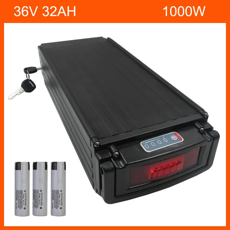 

1000W 36V 30AH Ebike E-Bike Battery 36 V li-ion bateria 32AH Rear rack batteries NCR18650BD cell 30A BMS Free customs tax