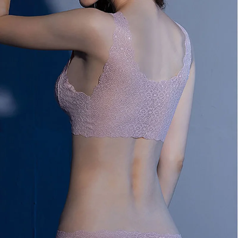 Мягкий кружевной сексуальный бюстгальтер с пуш-ап подкладкой бесшовный без