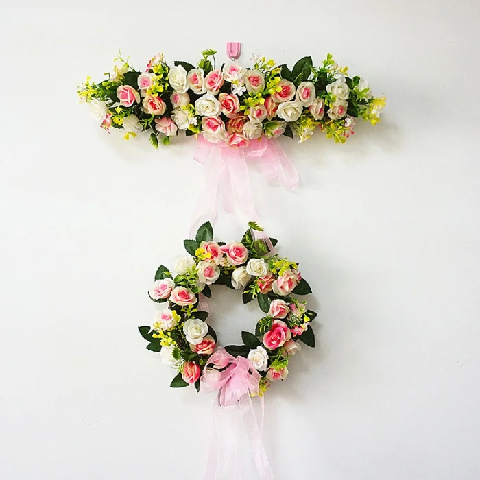 

FLOWER SIMULATION ROSE WREATH WEDDING ENGAGEMENT ROSE PENDANT HANGING WALL DOOR GARLAND DECORATION CHRISTMAS ARRANGEMENT