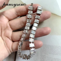 pansysen 100 real 925 sterling silver emerald cut 5x7mm lab moissanite diamond bracelet for women luxury wedding fine jewelry