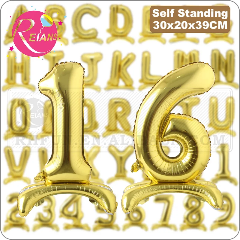 

16-дюймовая подставка с золотыми буквами и цифрами, надувной алюминиевый шар, украшение для свадебной вечеринки, воздушный шар, товары для вечеринки в честь Дня Рождения