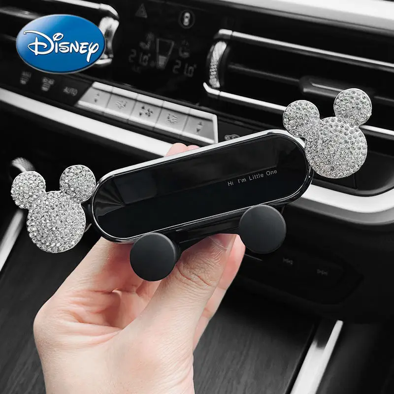 

Disney Mickey Mouse Cartoon Car Creative Air Outlet Diamond Decorative Buckle Gravity Support Car Navigation Mobile Phone Holder
