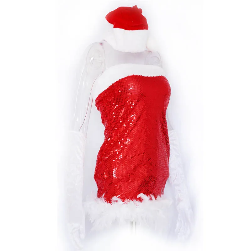 Сексуальное рождественское платье с открытыми плечами женский костюм для