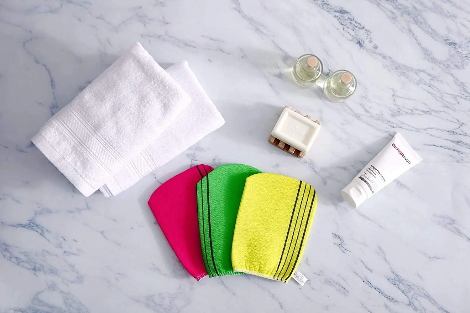 Coreano exfoliante de tela manopla de ba&ntilde;o exfoliante eliminar muerto ba&ntilde;o revestimiento exfoliante guante para el ba&ntilde;o-5