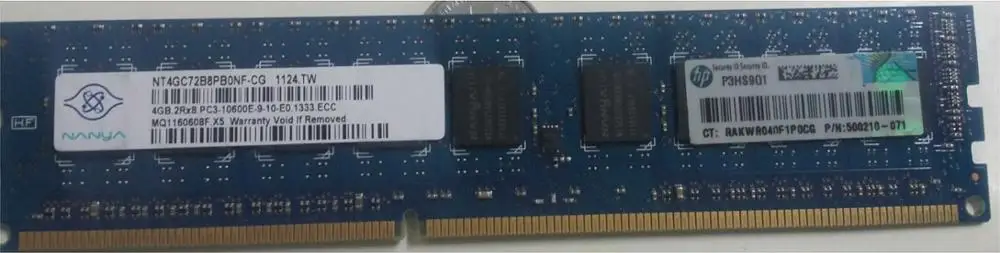 500672-B21 500210-071 501541-001 4 Гб (1x4 Гб) 2Rx8 PC3-10600E DDR3-1333 ECC