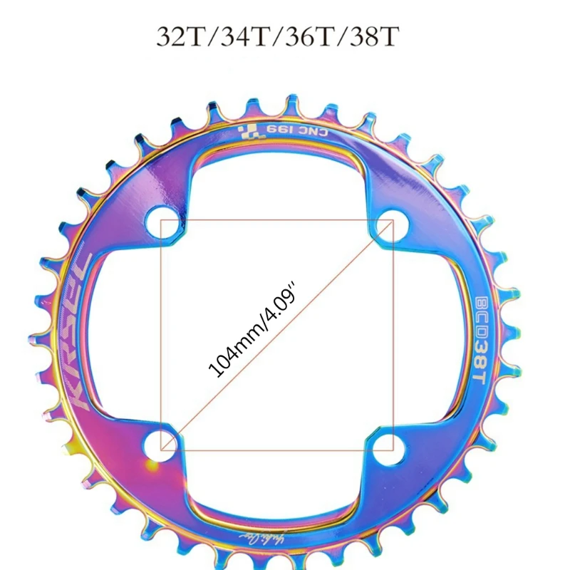 

Narrow Wide Bike Chainring 104BCD MTB Crankset Aluminum Alloy Plating Chainwheel 32-38T Crank Set Bicycle Parts
