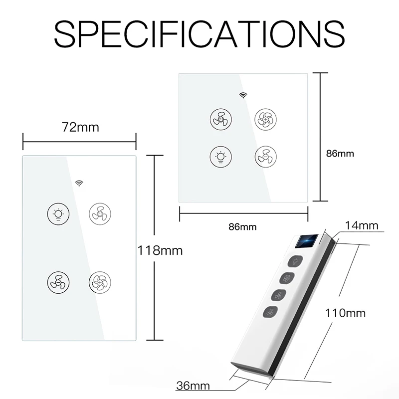 

WiFi RF Smart Ceiling Fan Light 2/3 Way Control Smart Life/Tuya APP RF Remote Speed Control Work With Alexa Google Home EU/US