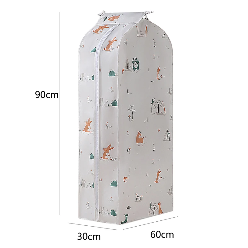 

Clothes Dust Cover White Printed Large Home Dresses Garment Dust Bag Household Hanging Storage Bag With Zipper Suit Case