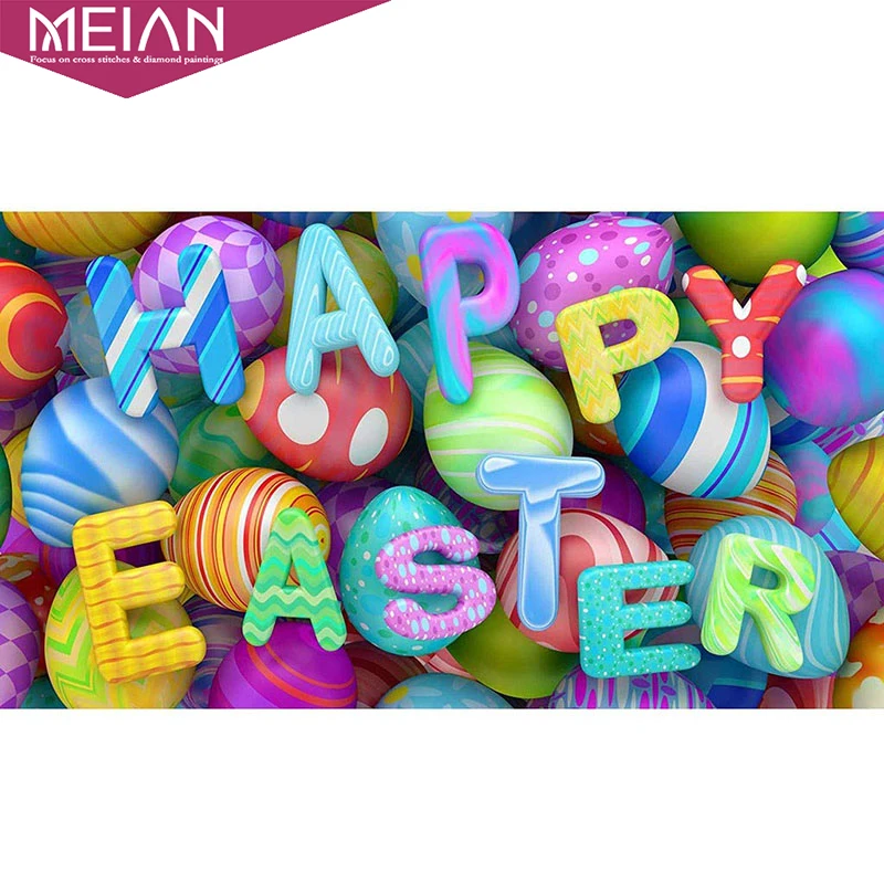 Счастливые пасхальные яйца Алмазная картина полная круглая Вышивка крестом