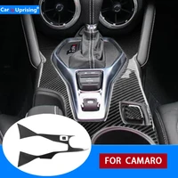 2pcs car gear shift panel stickers for camaro carbon fiber interior trim for chevrolet camaro 2016 2017 2018 2019 accessories