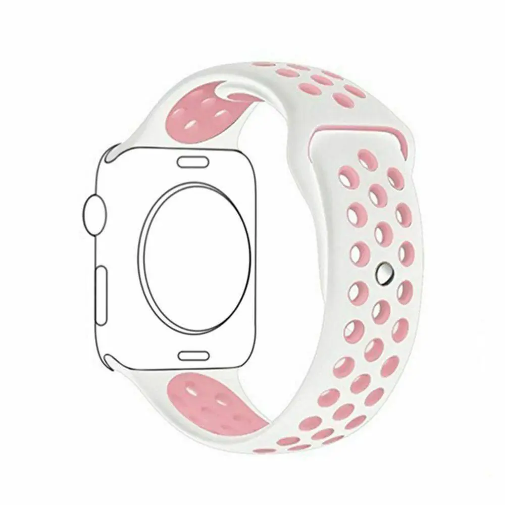 Дышащий силиконовый ремешок для часов для Apple Watch ремешок 5 4 3 2 1 38 мм 42 мм спортивный резиновый ремешок для часов Nike+ iwatch 40 мм 44 мм - Цвет ремешка: White pink